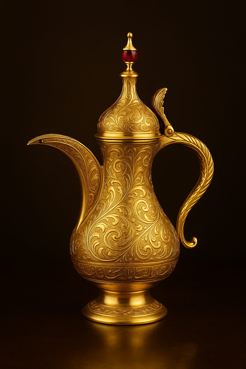 Gold dallah detail representing tradition and Rootwater steadiness