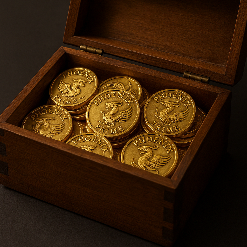 Gold coins in a wooden box used as a refined texture reference
